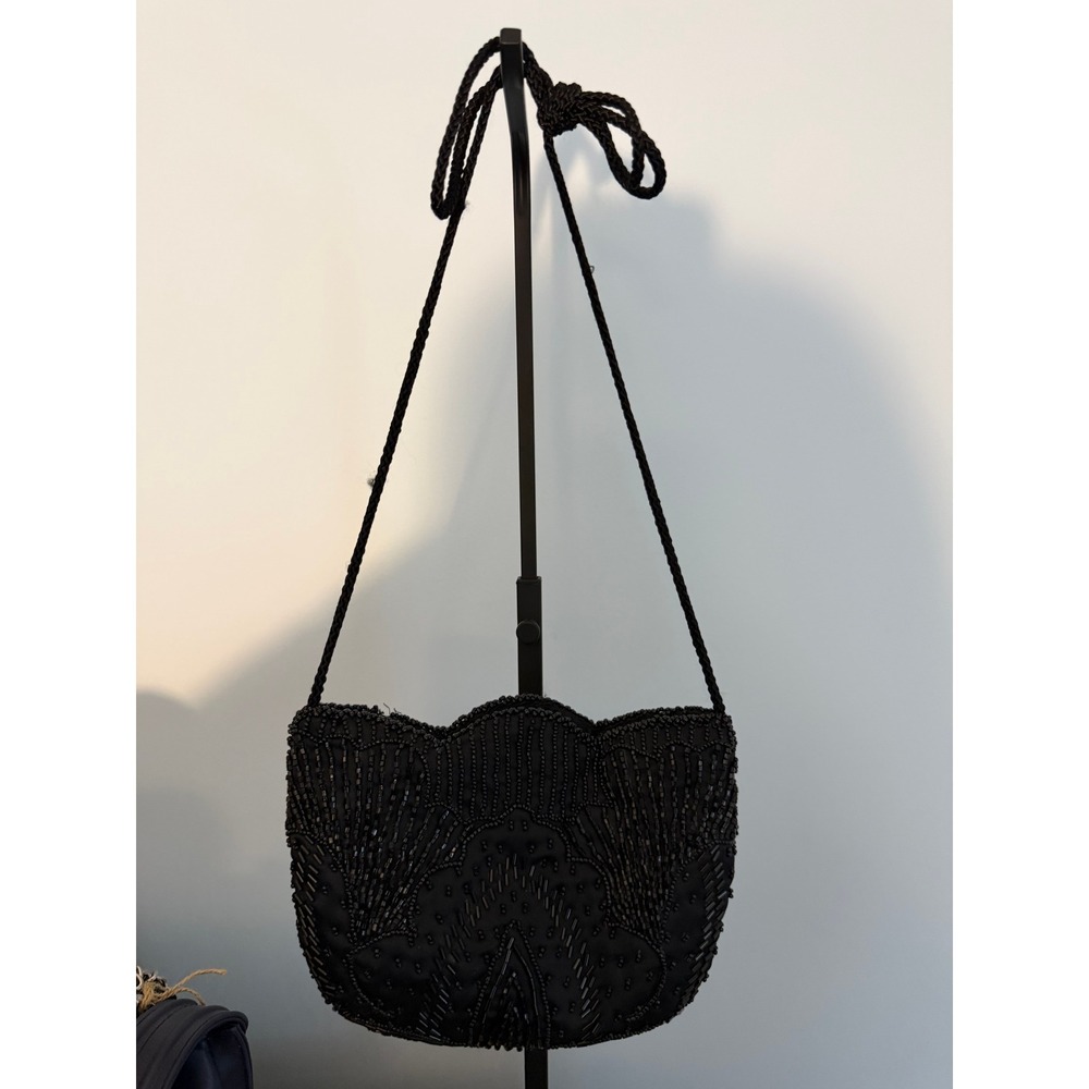 53 Carla Marchi Black Beaded Evening Clutch Shoulder Bag Purse